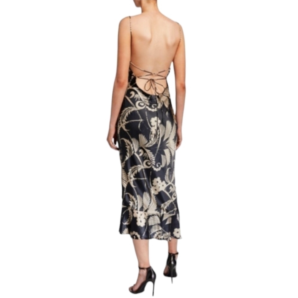 Mestiza New York Clara Midi Dress, Size Medium, Black | Champagne, NWT
